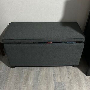 Gray Storage Ottoman Bench